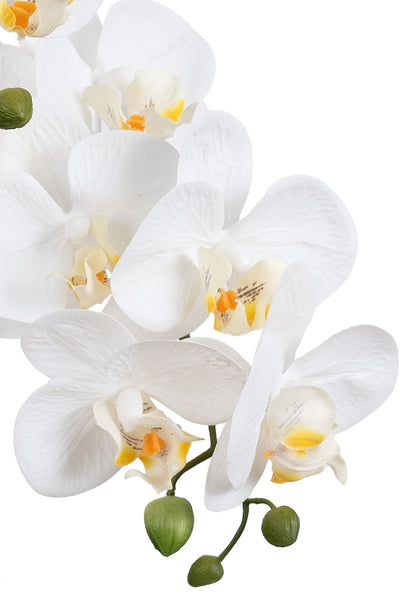 Orhidee artificiala alba cu aspect natural H61 cm cu 3 tulpini