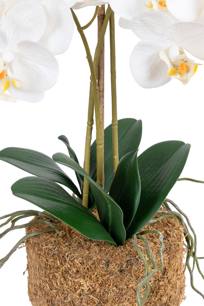 Orhidee artificiala alba cu aspect natural H61 cm cu 3 tulpini