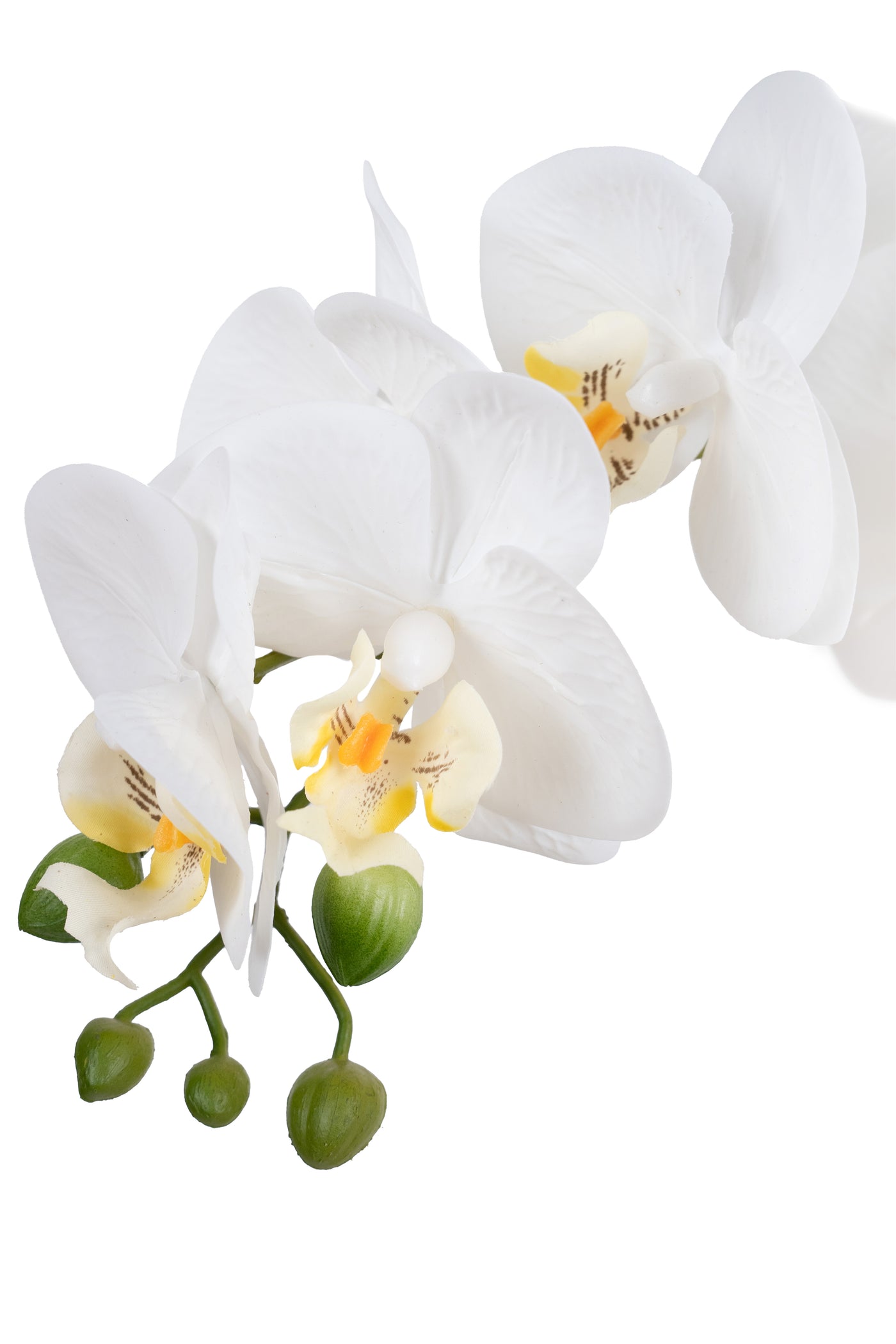 Orhidee artificiala alba cu aspect natural H62 cm cu 6 tulpini