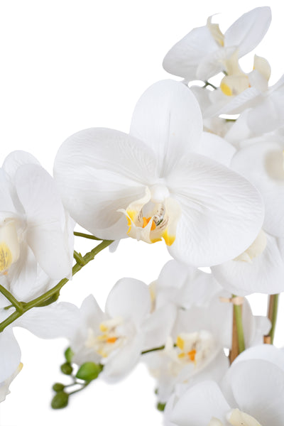 Orhidee artificiala alba cu aspect natural H62 cm cu 6 tulpini