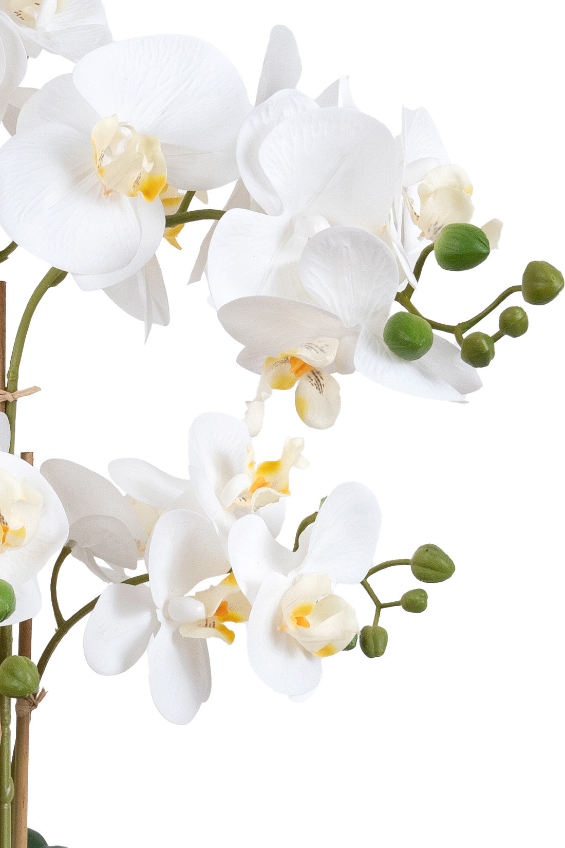 Orhidee artificiala alba cu aspect natural H62 cm cu 6 tulpini