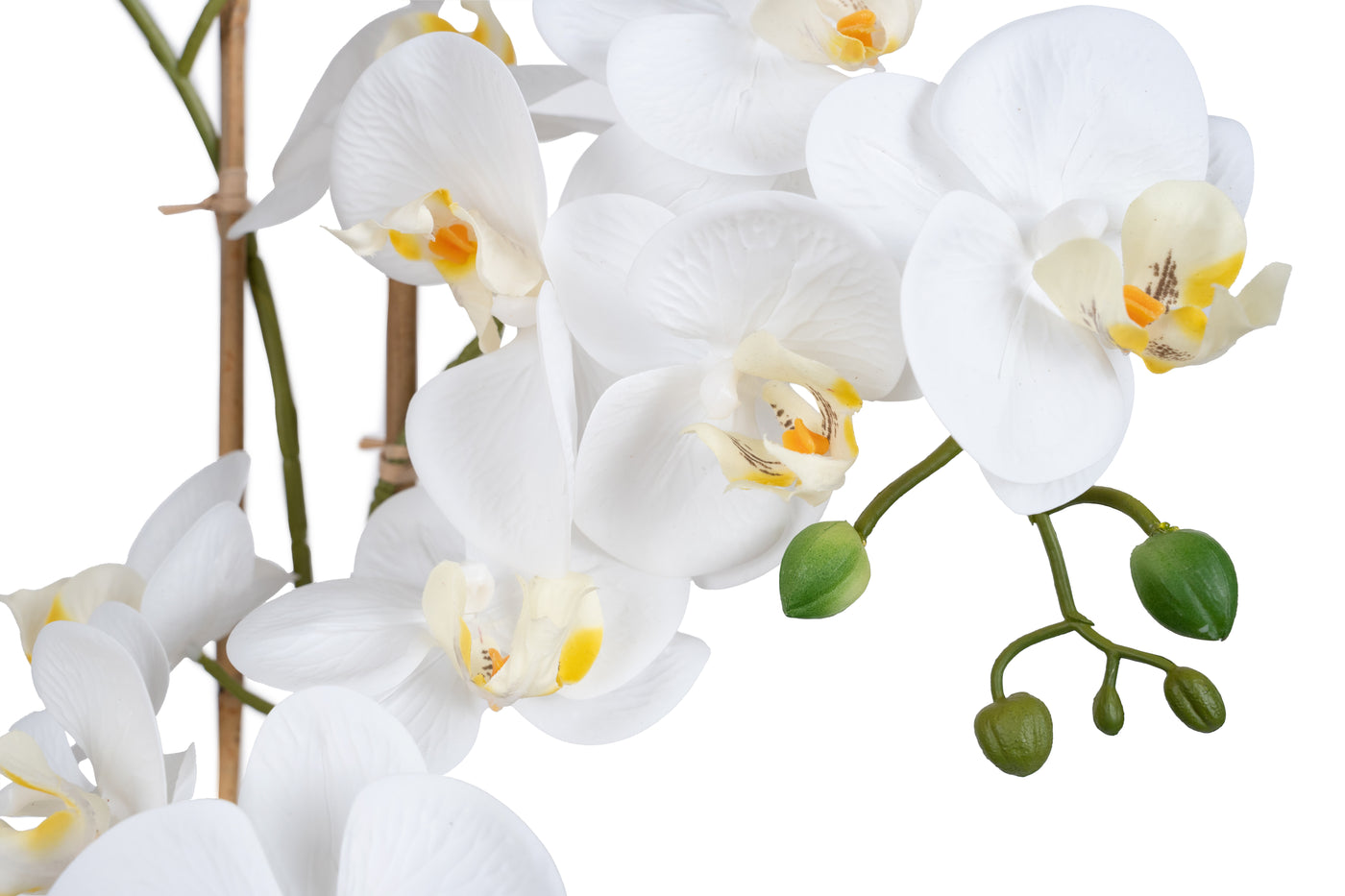 Orhidee artificiala alba cu aspect natural H64 cm cu 3 tulpini
