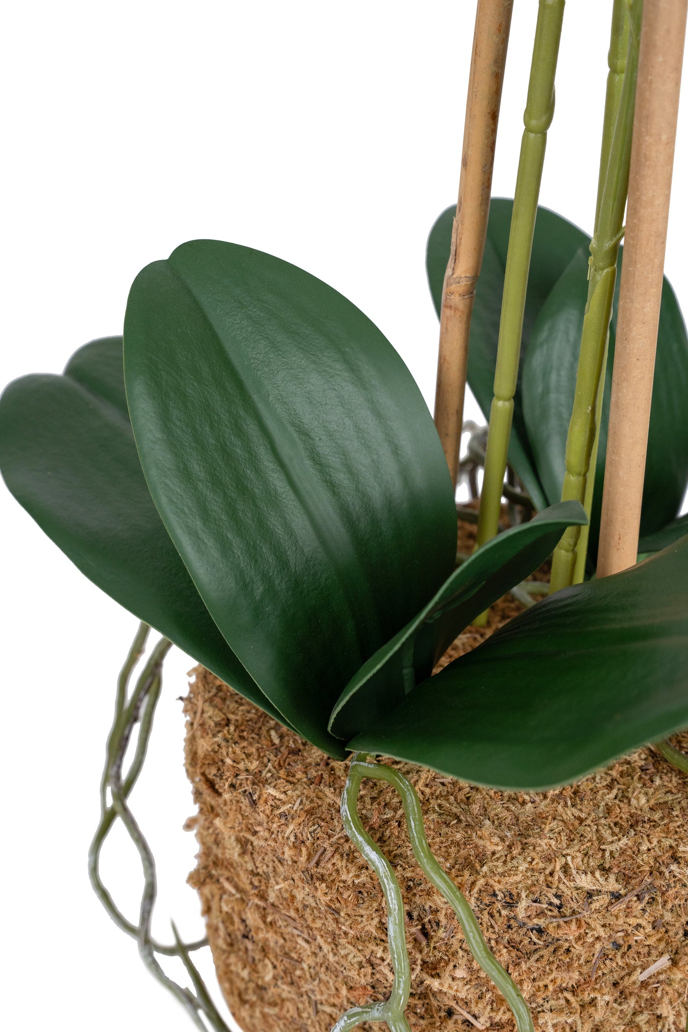 Orhidee artificiala alba cu aspect natural H64 cm cu 3 tulpini