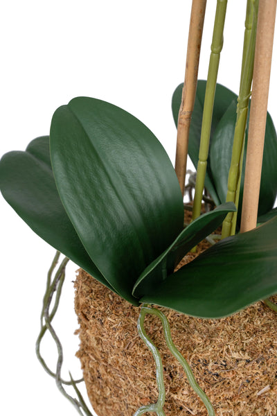Orhidee artificiala alba cu aspect natural H64 cm cu 3 tulpini