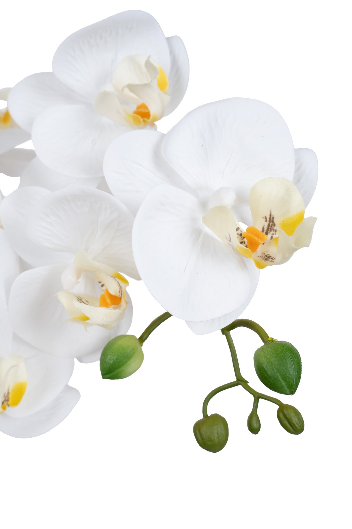 Orhidee artificiala alba cu aspect natural H64 cm cu 3 tulpini