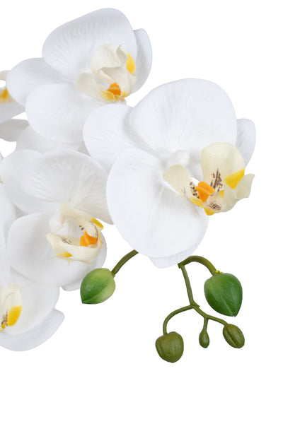Orhidee artificiala alba cu aspect natural H64 cm cu 3 tulpini