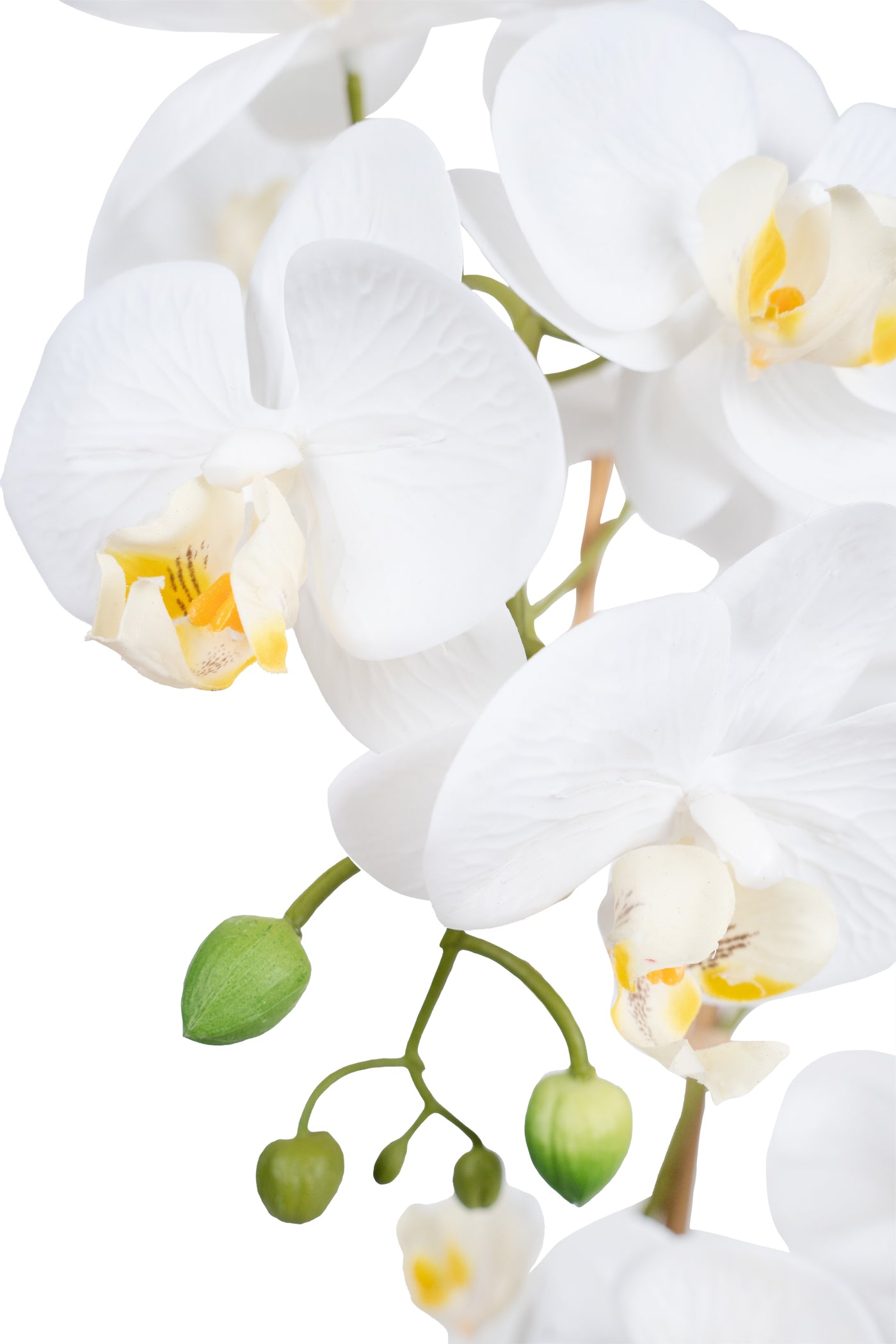 Orhidee artificiala alba cu aspect natural H64 cm cu 3 tulpini