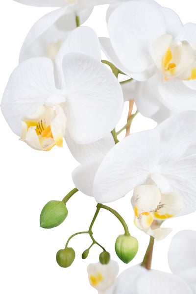 Orhidee artificiala alba cu aspect natural H64 cm cu 3 tulpini