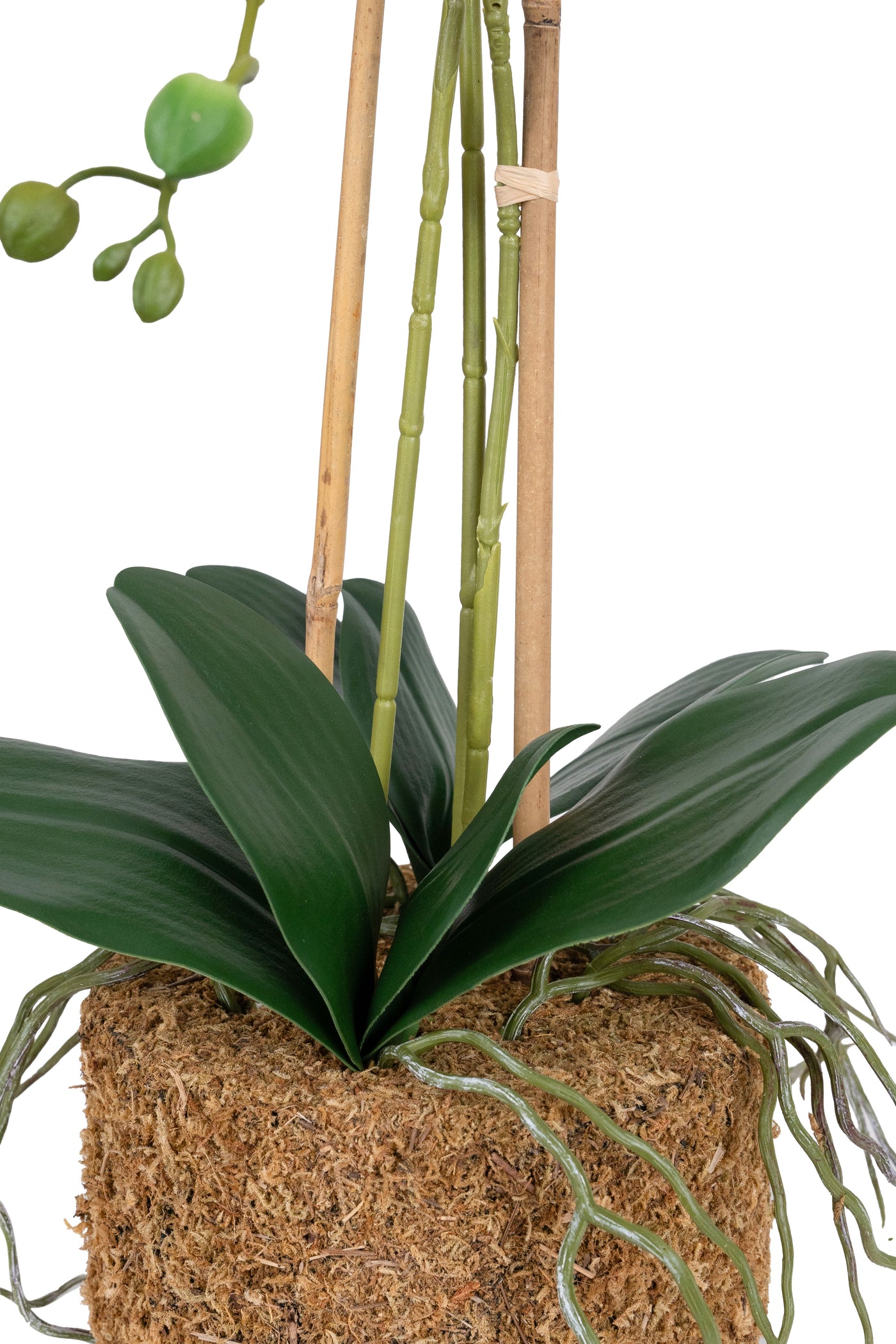 Orhidee artificiala alba cu aspect natural H64 cm cu 3 tulpini