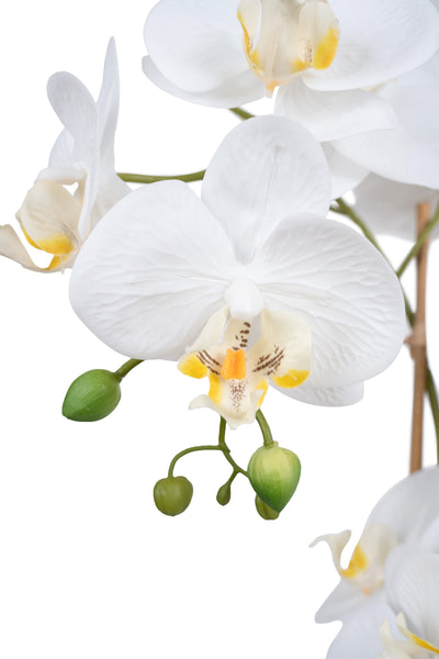 Orhidee artificiala alba cu aspect natural H64 cm cu 3 tulpini
