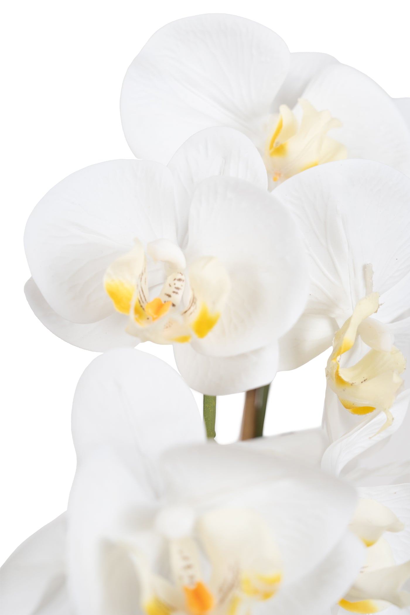 Orhidee artificiala alba cu aspect natural H65 cm cu 3 tulpini