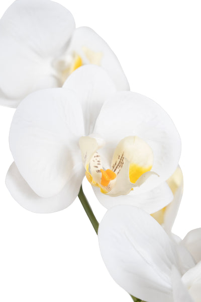 Orhidee artificiala alba cu aspect natural H65 cm cu 3 tulpini