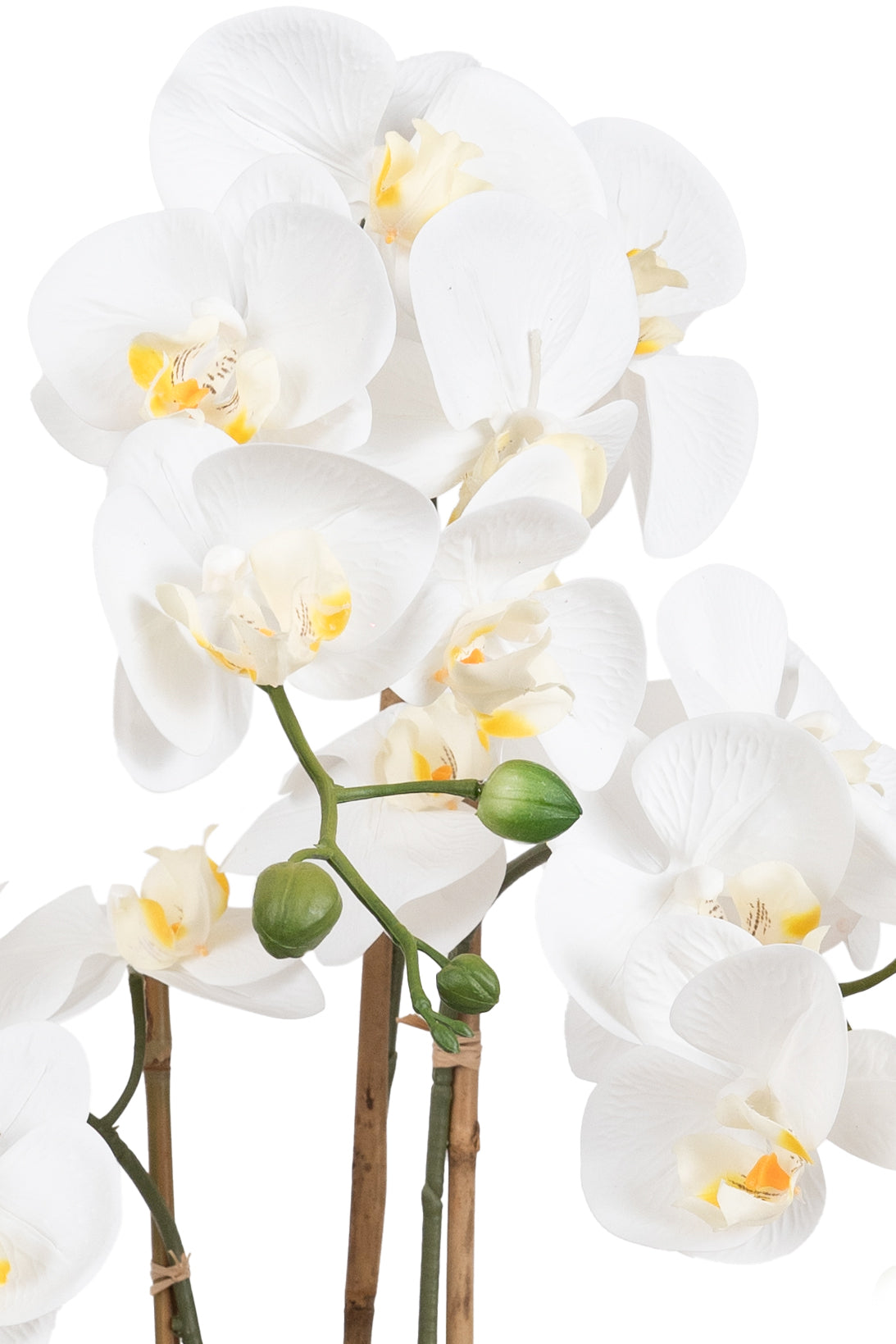 Orhidee artificiala alba cu aspect natural H65 cm cu 3 tulpini