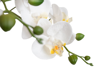 Orhidee artificiala alba cu aspect natural H65 cm cu 3 tulpini