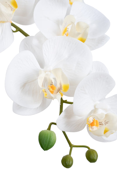 Orhidee artificiala alba cu aspect natural H66 cm cu 4 tulpini