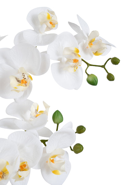 Orhidee artificiala alba cu aspect natural H66 cm cu 4 tulpini