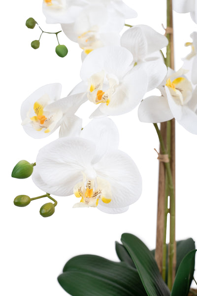 Orhidee artificiala alba cu aspect natural H66 cm cu 4 tulpini