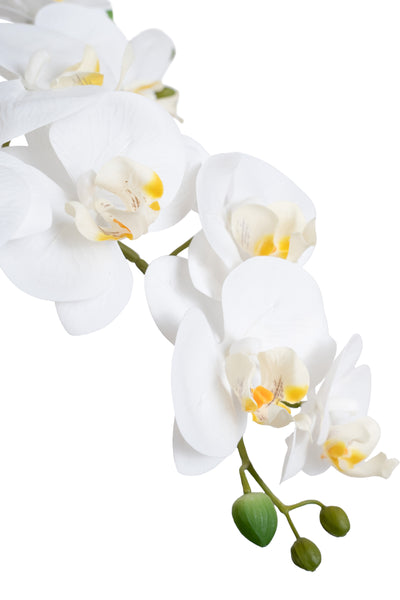 Orhidee artificiala alba cu aspect natural H66 cm cu 4 tulpini
