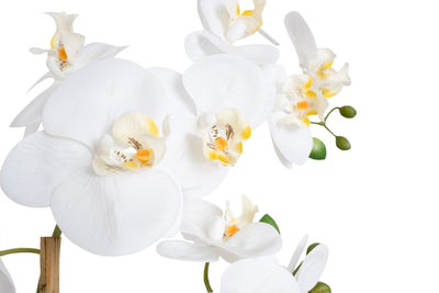 Orhidee artificiala alba cu aspect natural H66 cm cu 4 tulpini