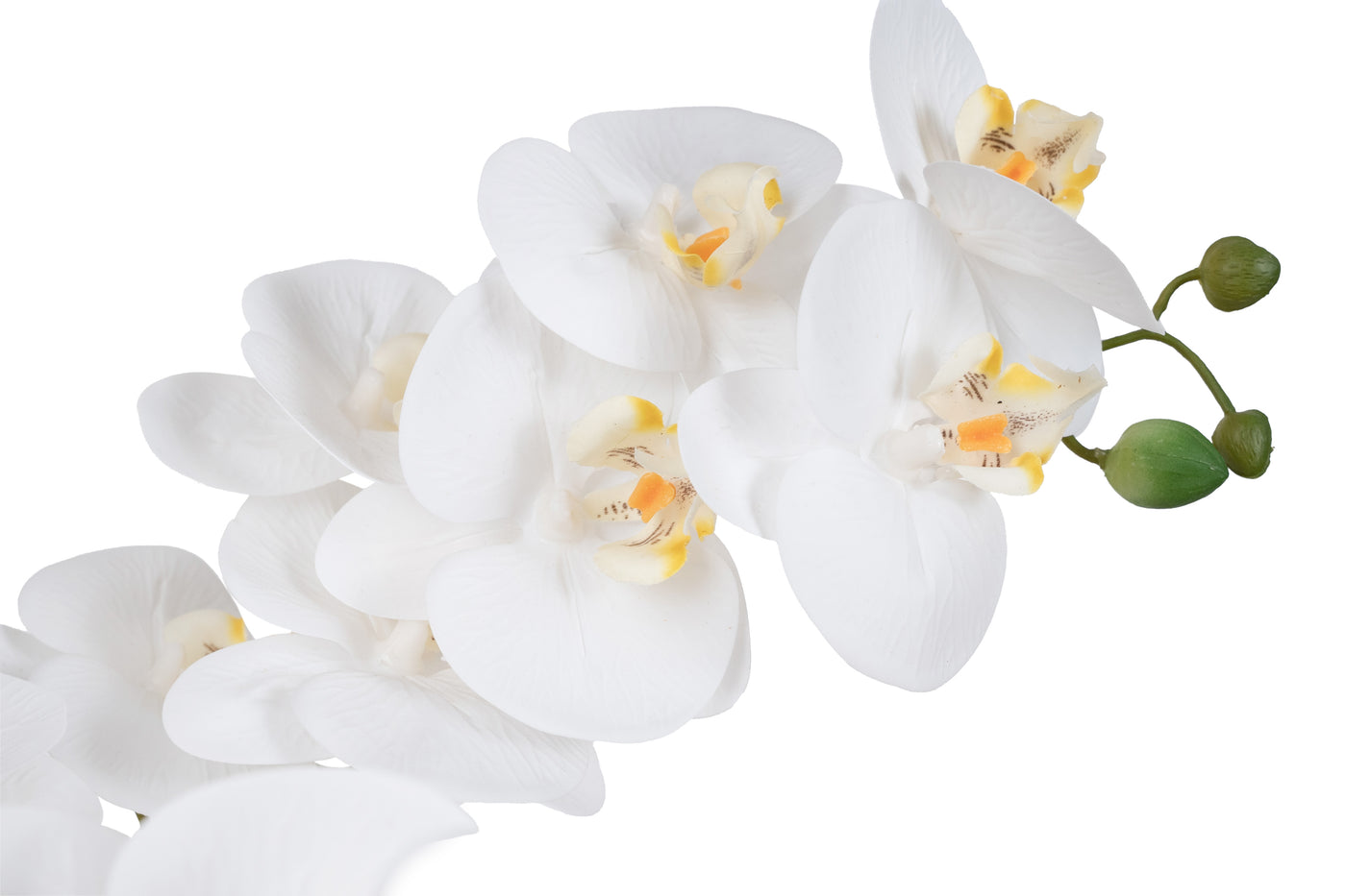 Orhidee artificiala alba cu aspect natural H66 cm cu 6 tulpini