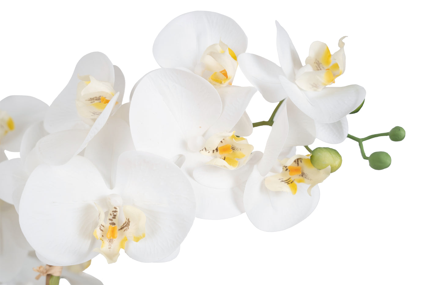 Orhidee artificiala alba cu aspect natural H66 cm cu 7 tulpini