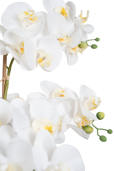 Orhidee artificiala alba cu aspect natural H66 cm cu 7 tulpini