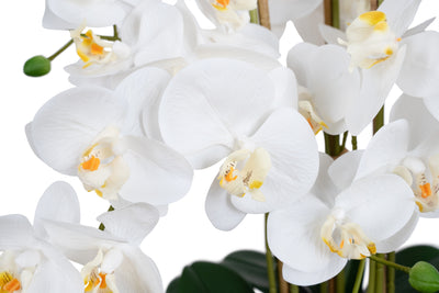 Orhidee artificiala alba cu aspect natural H66 cm cu 9 tulpini