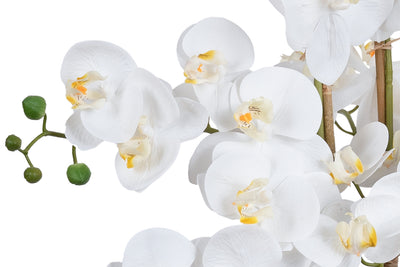 Orhidee artificiala alba cu aspect natural H66 cm cu 9 tulpini