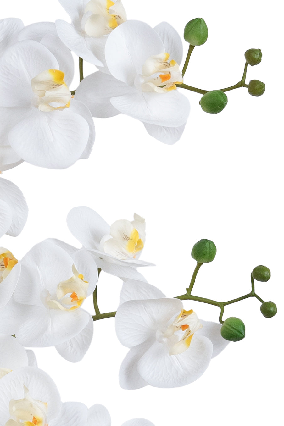 Orhidee artificiala alba cu aspect natural H66 cm cu 9 tulpini