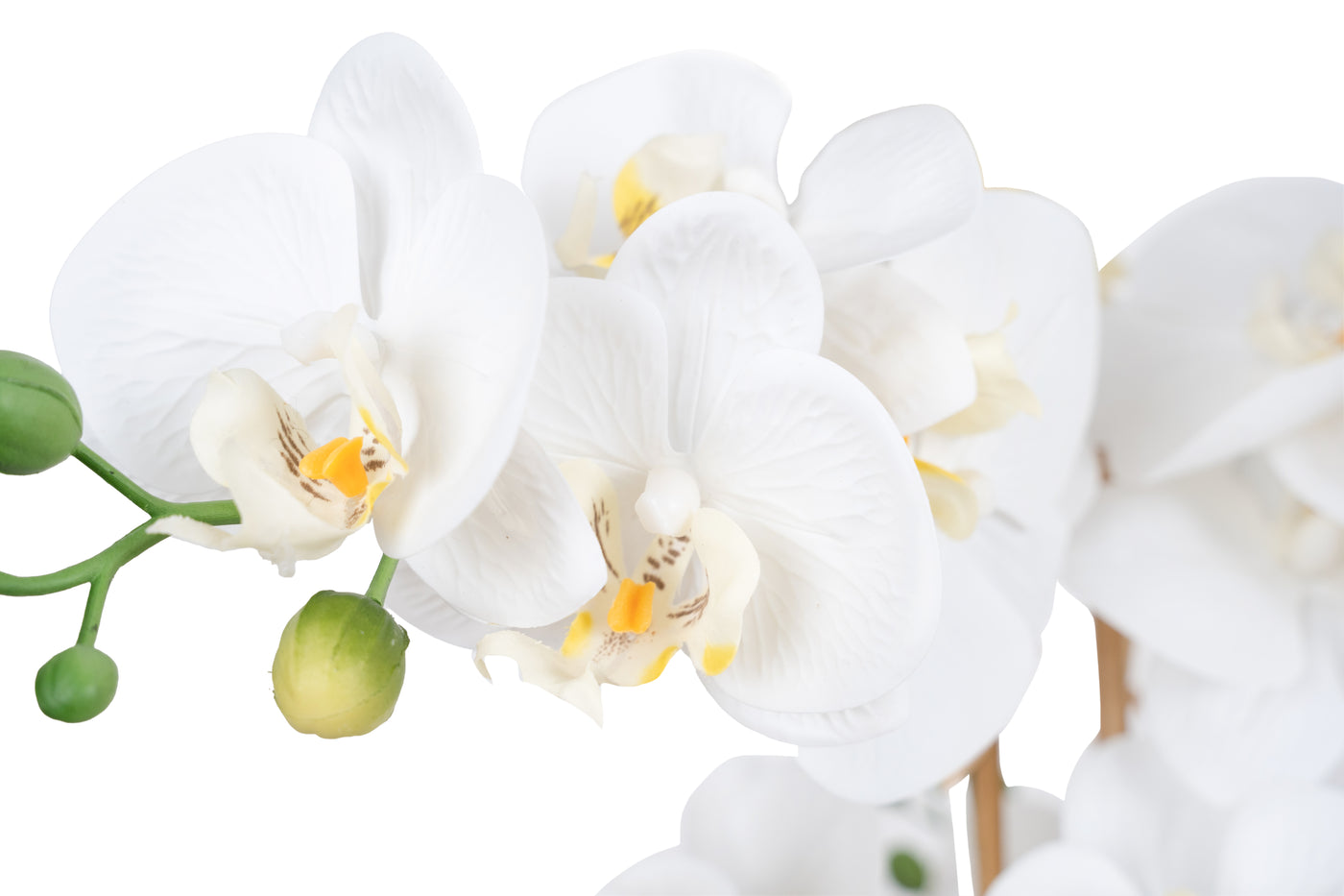 Orhidee artificiala alba cu aspect natural H68 cm cu 9 tulpini