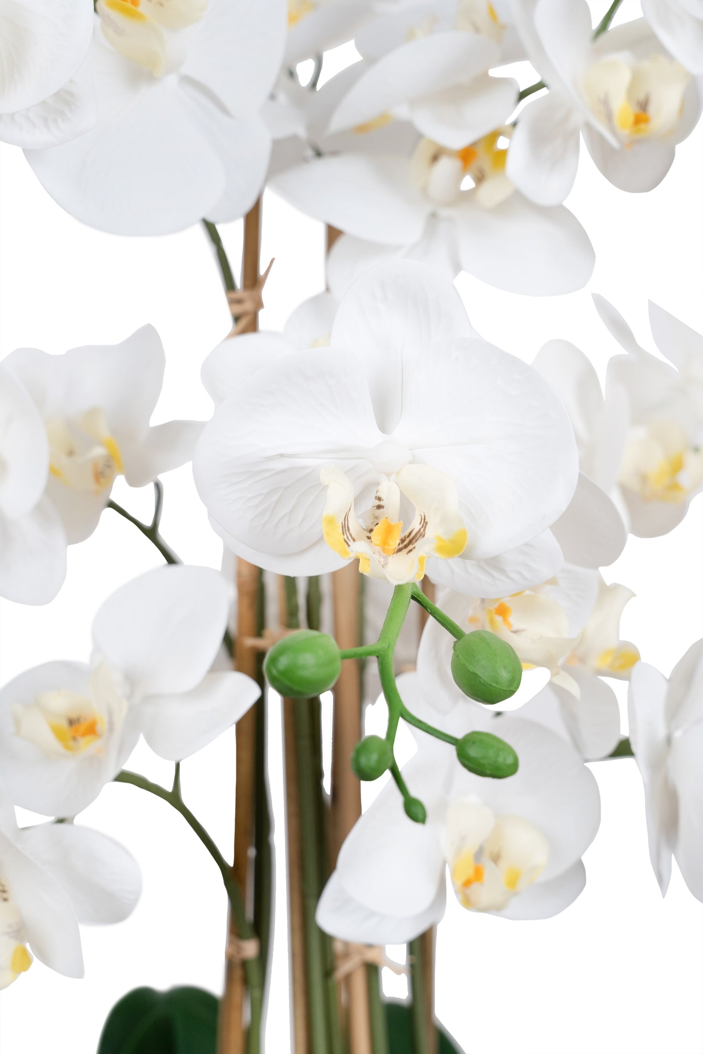 Orhidee artificiala alba cu aspect natural H68 cm cu 9 tulpini