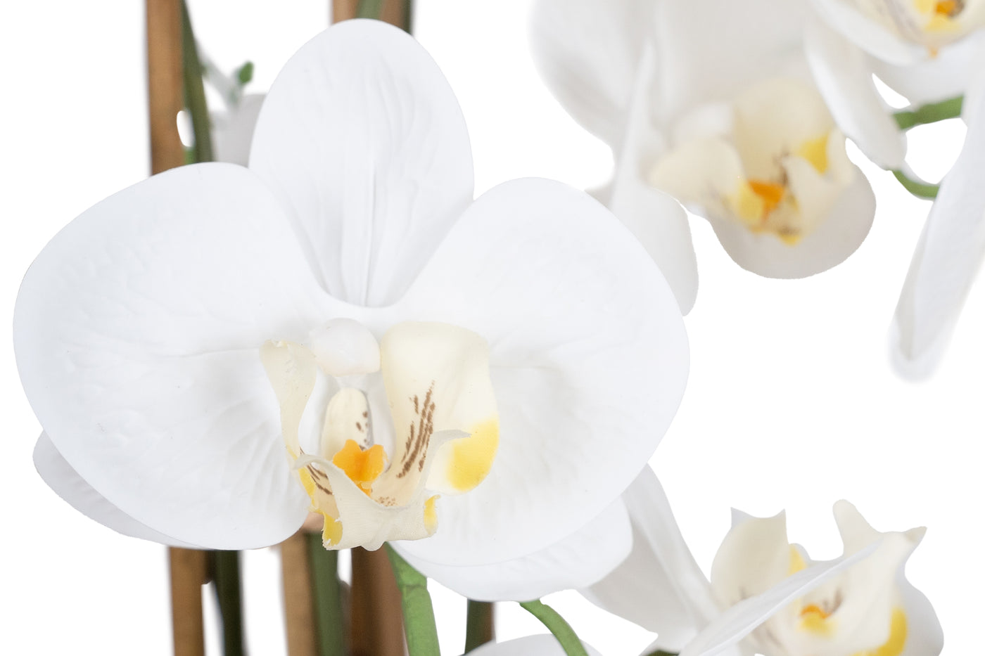 Orhidee artificiala alba cu aspect natural H68 cm cu 9 tulpini