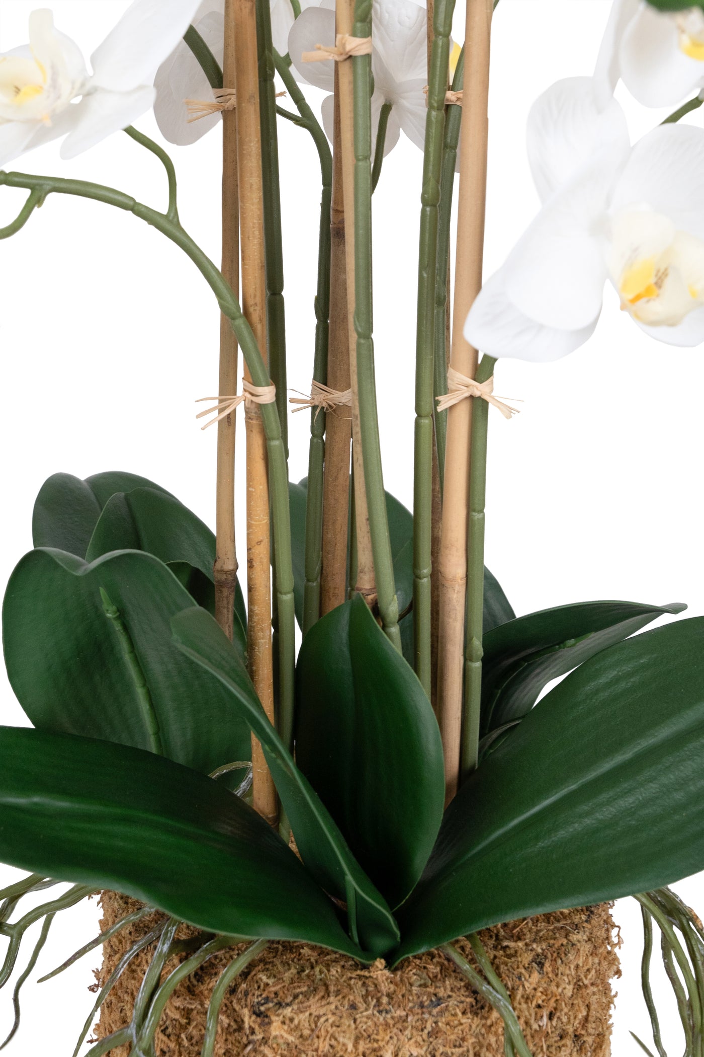 Orhidee artificiala alba cu aspect natural H68 cm cu 9 tulpini