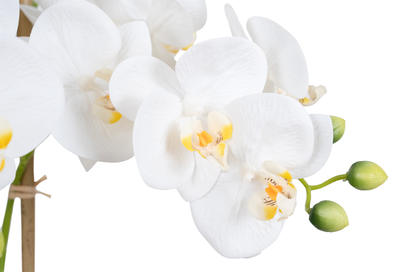 Orhidee artificiala alba cu aspect natural H69 cm cu 5 tulpini
