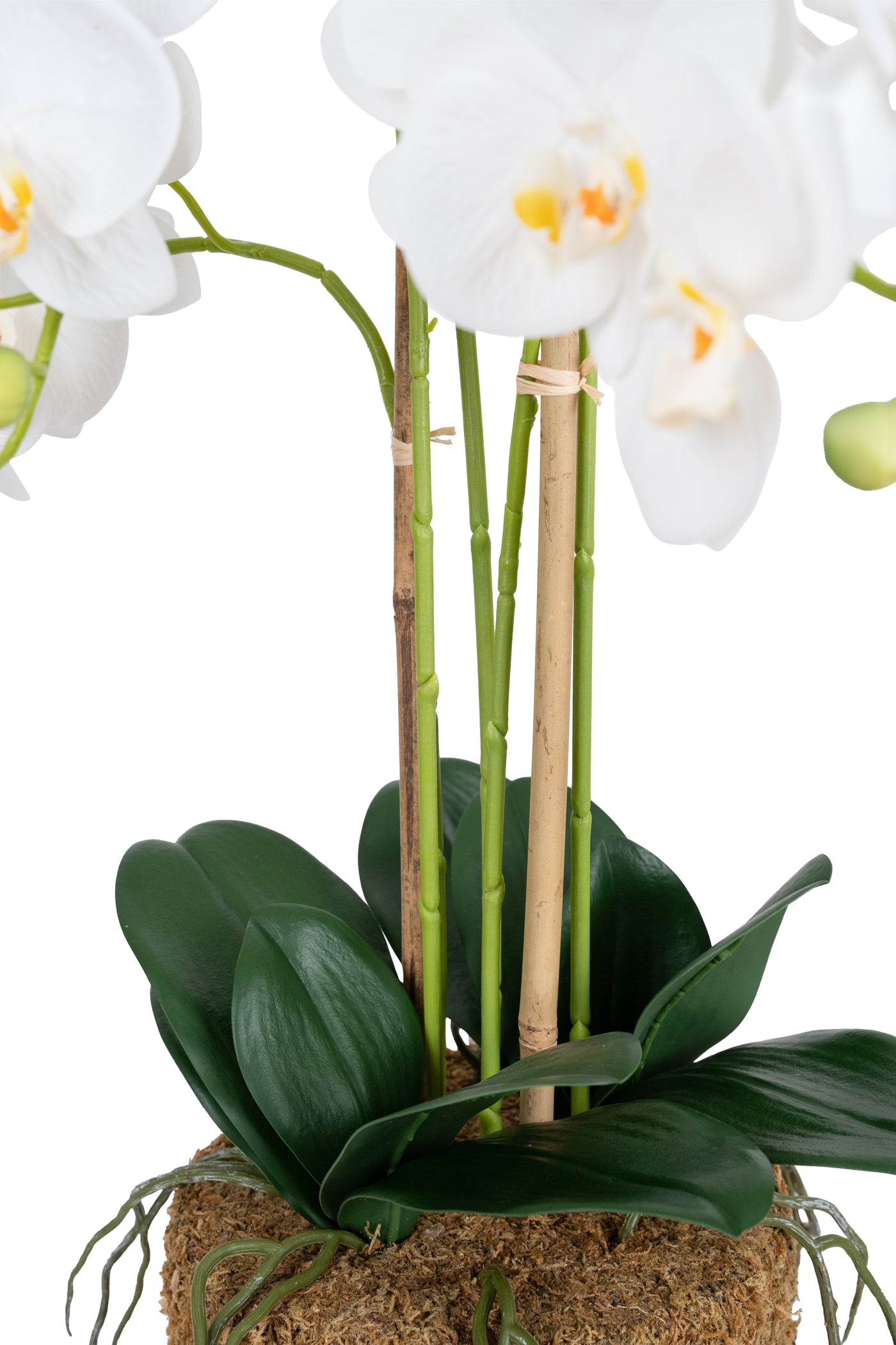 Orhidee artificiala alba cu aspect natural H69 cm cu 5 tulpini