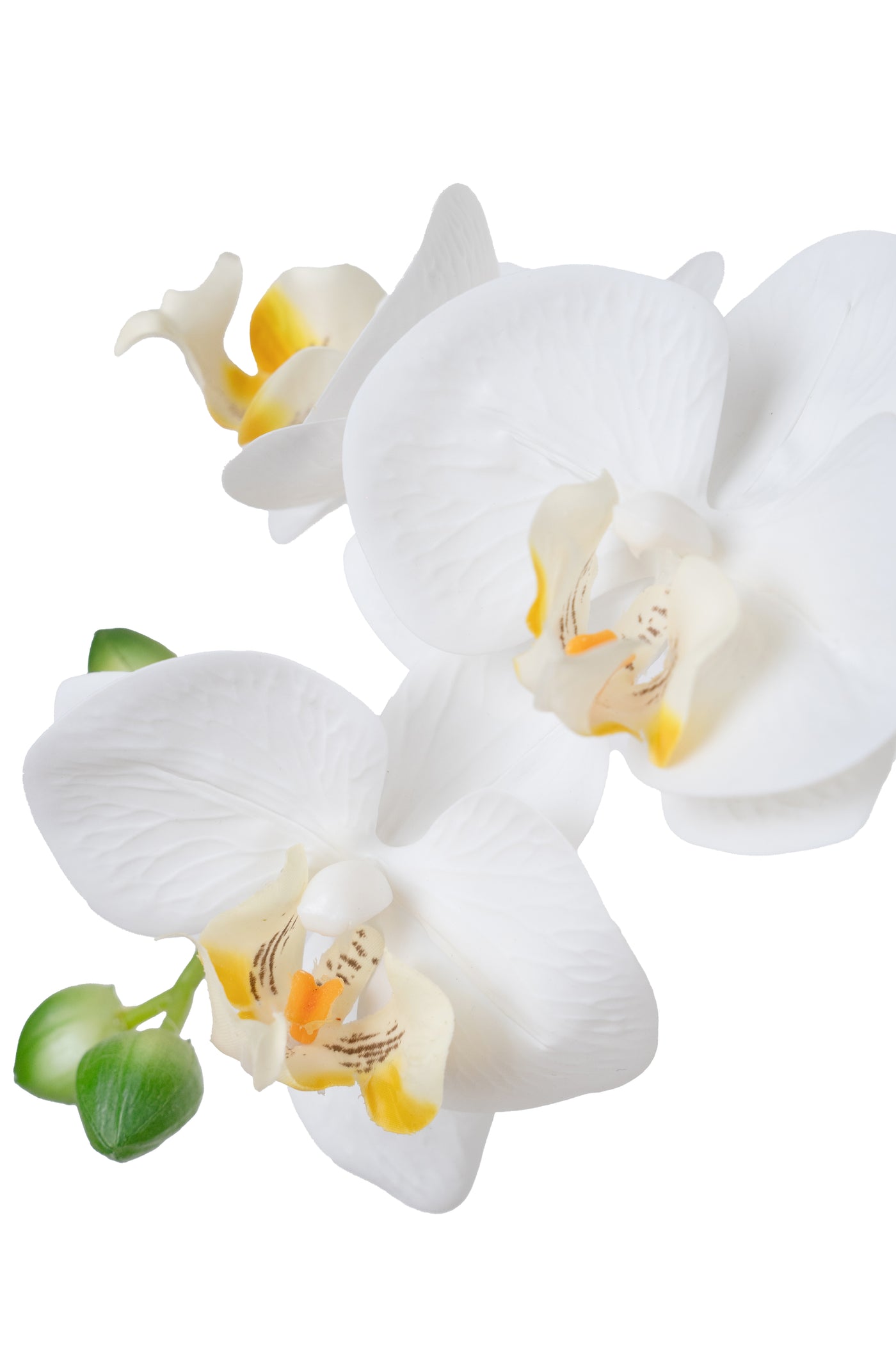 Orhidee artificiala alba cu aspect natural H69 cm cu 5 tulpini