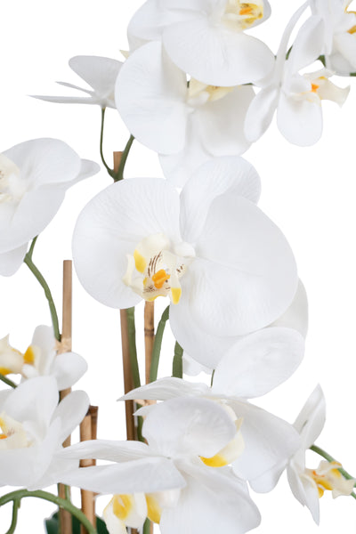 Orhidee artificiala alba cu aspect natural H70 cm cu 7 tulpini