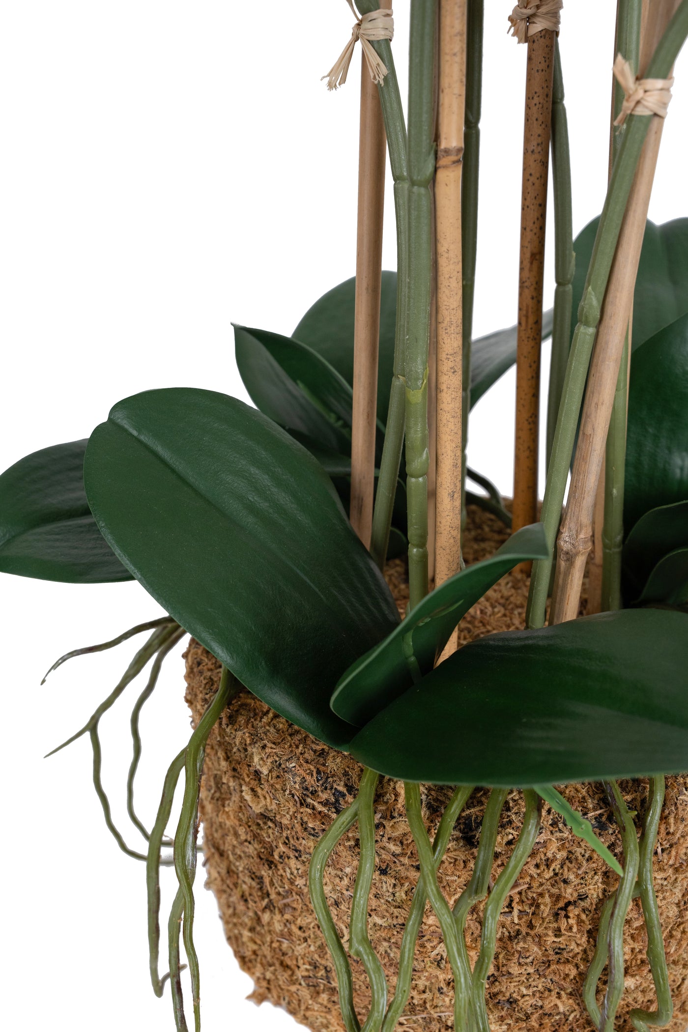 Orhidee artificiala alba cu aspect natural H70 cm cu 7 tulpini