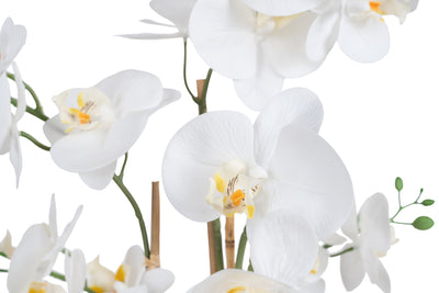 Orhidee artificiala alba cu aspect natural H70 cm cu 7 tulpini