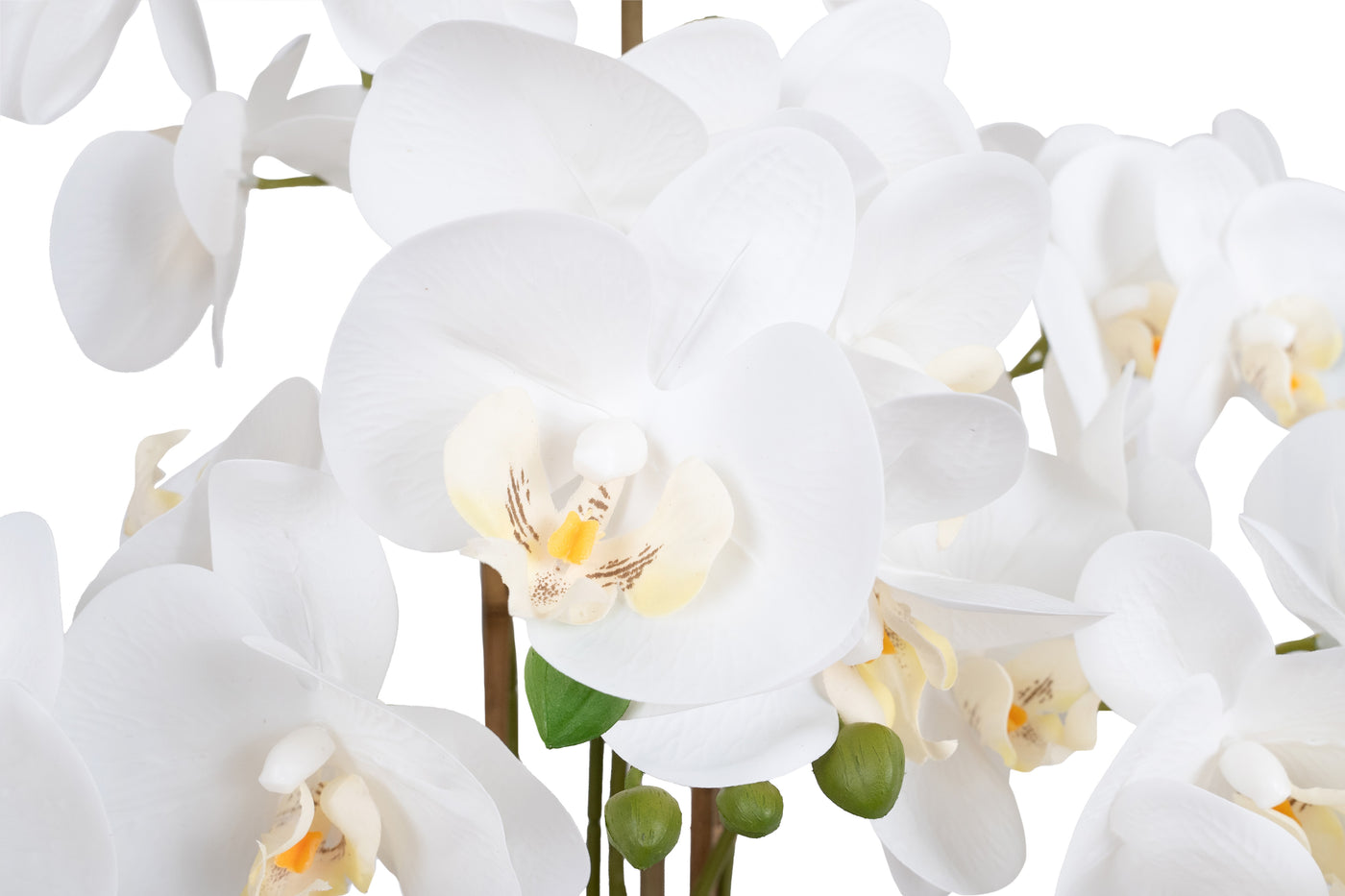 Orhidee artificiala alba cu aspect natural H71 cm cu 6 tulpini