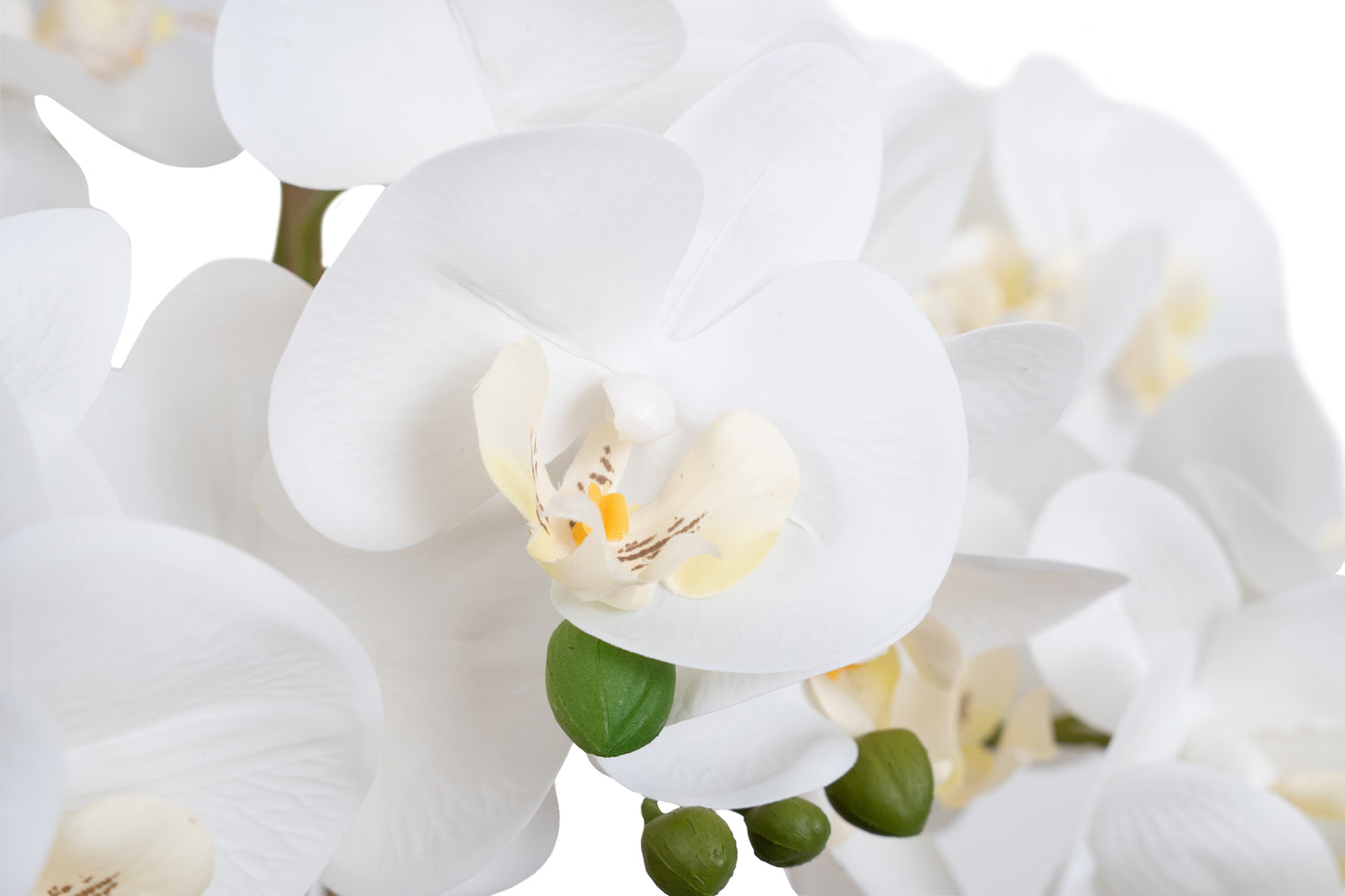 Orhidee artificiala alba cu aspect natural H71 cm cu 6 tulpini