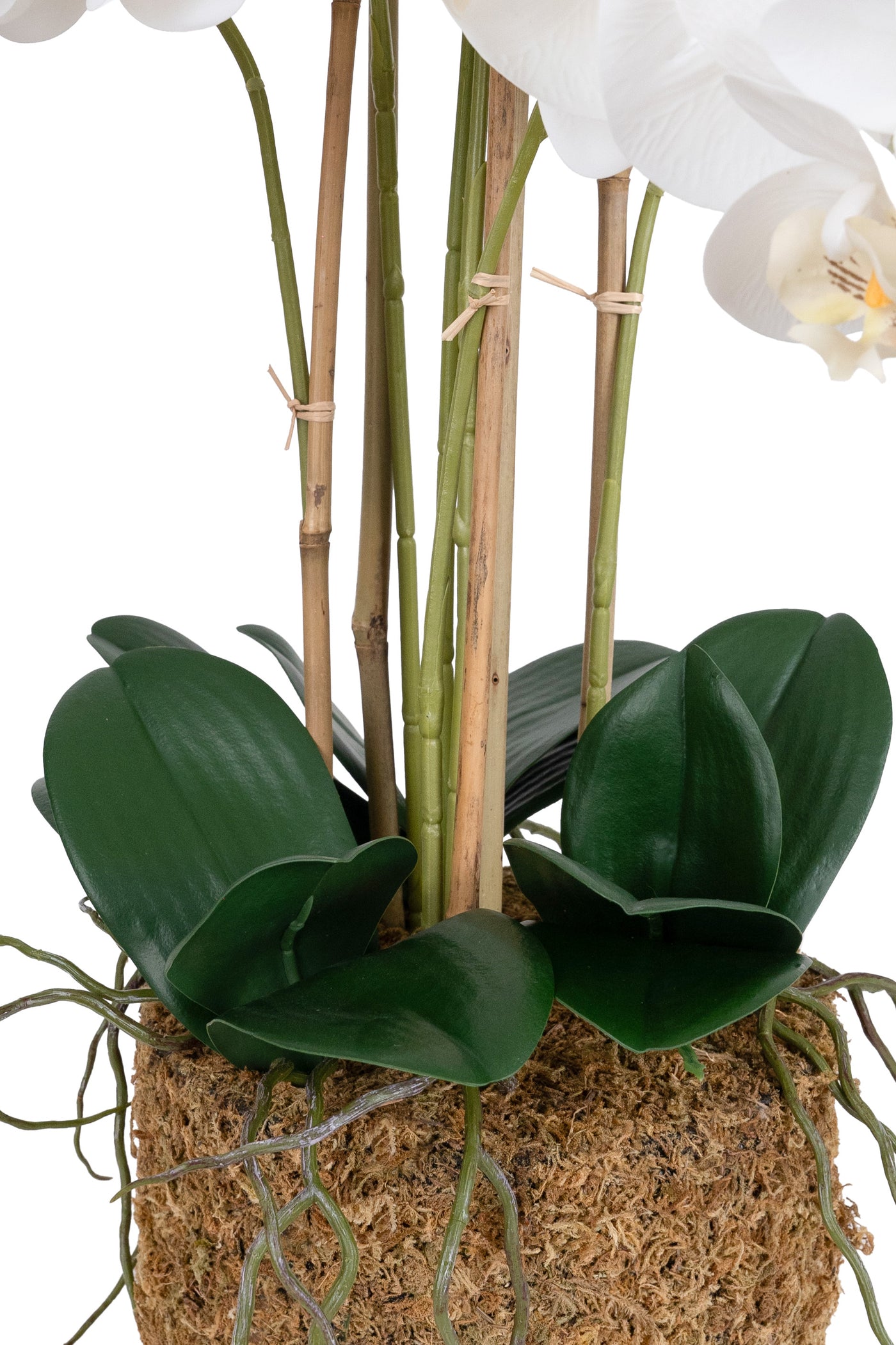 Orhidee artificiala alba cu aspect natural H71 cm cu 6 tulpini