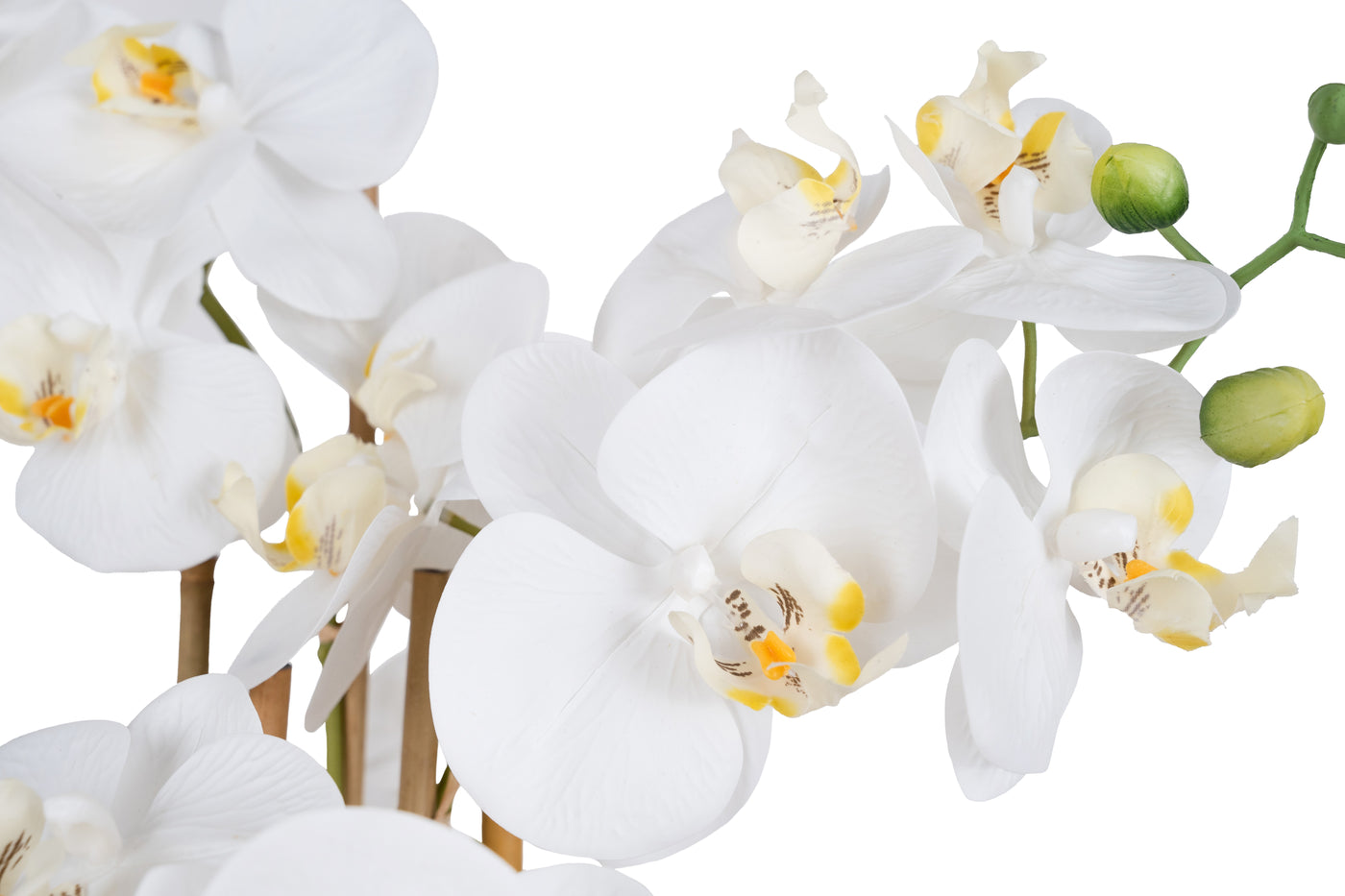 Orhidee artificiala alba cu aspect natural H72 cm cu 6 tulpini