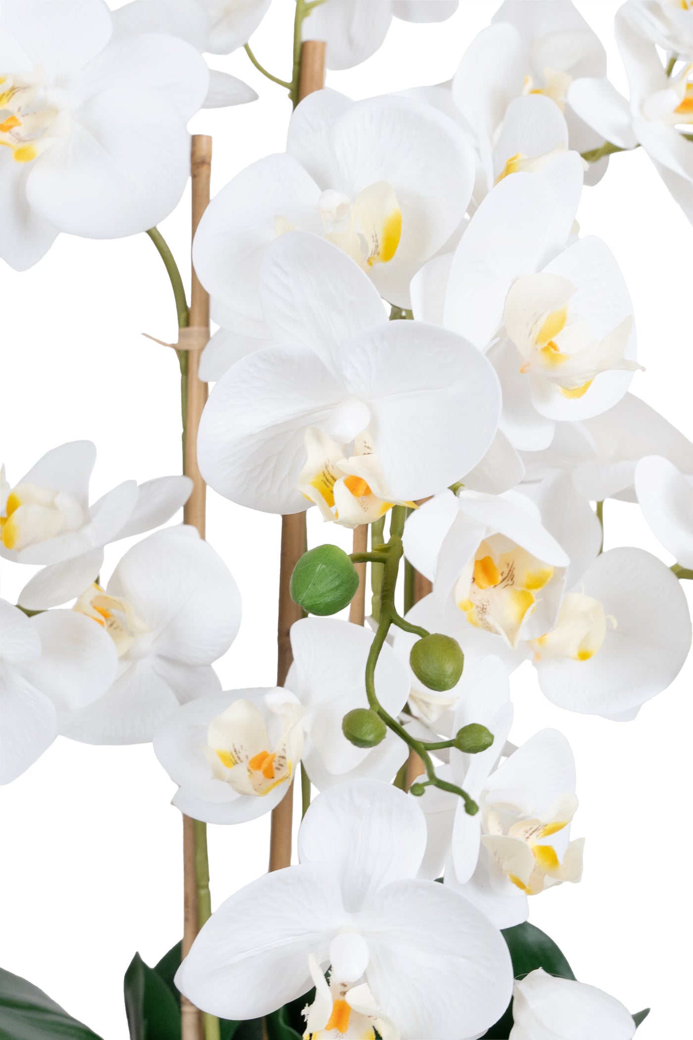 Orhidee artificiala alba cu aspect natural H76 cm cu 7 tulpini