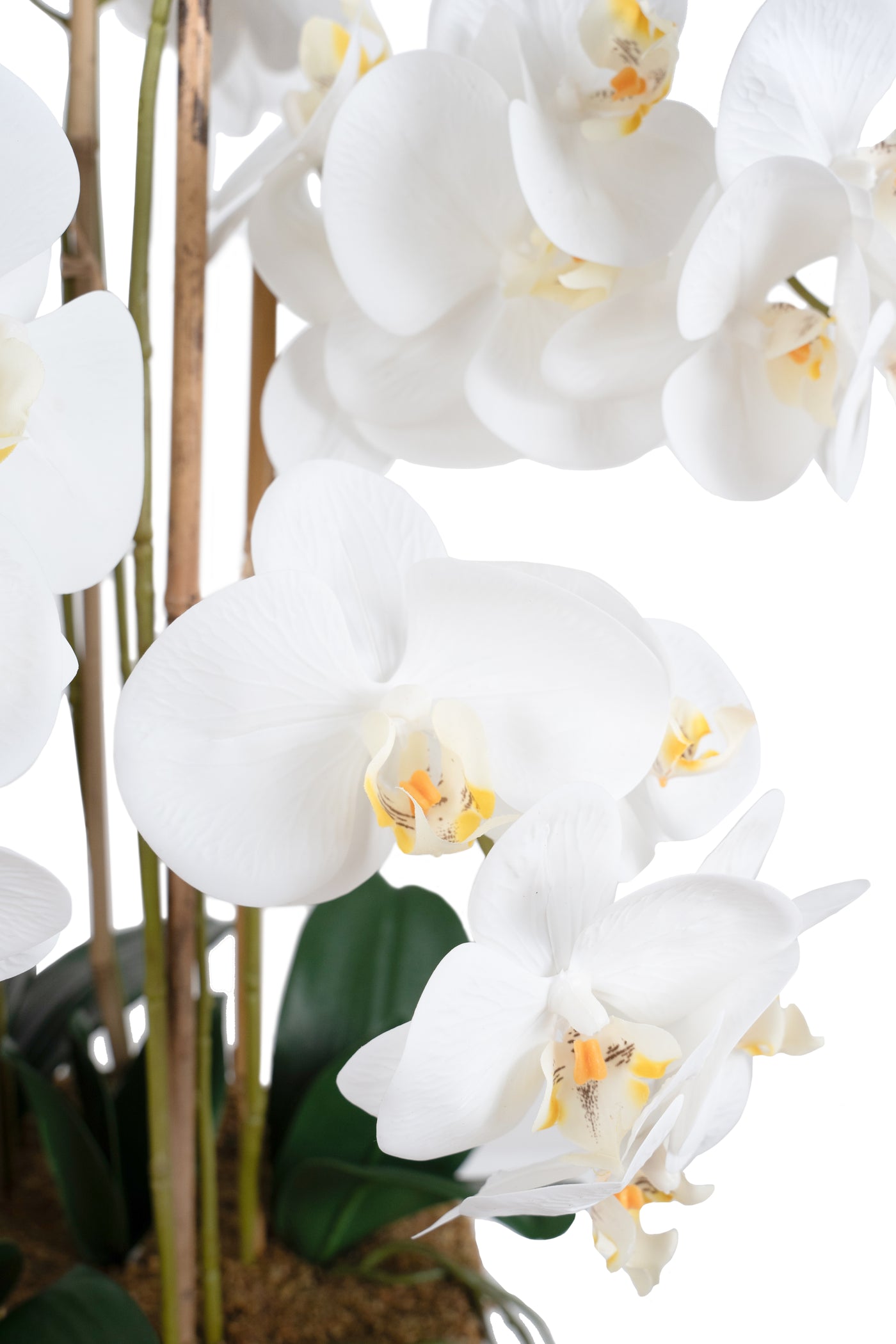 Orhidee artificiala alba cu aspect natural H80 cm cu 9 tulpini
