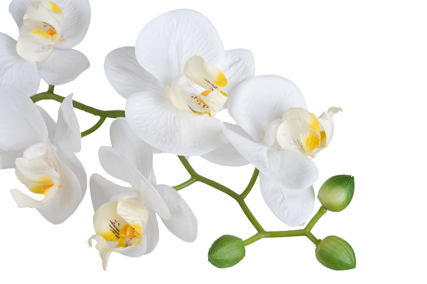 Orhidee artificiala alba cu aspect natural H80 cm cu 9 tulpini