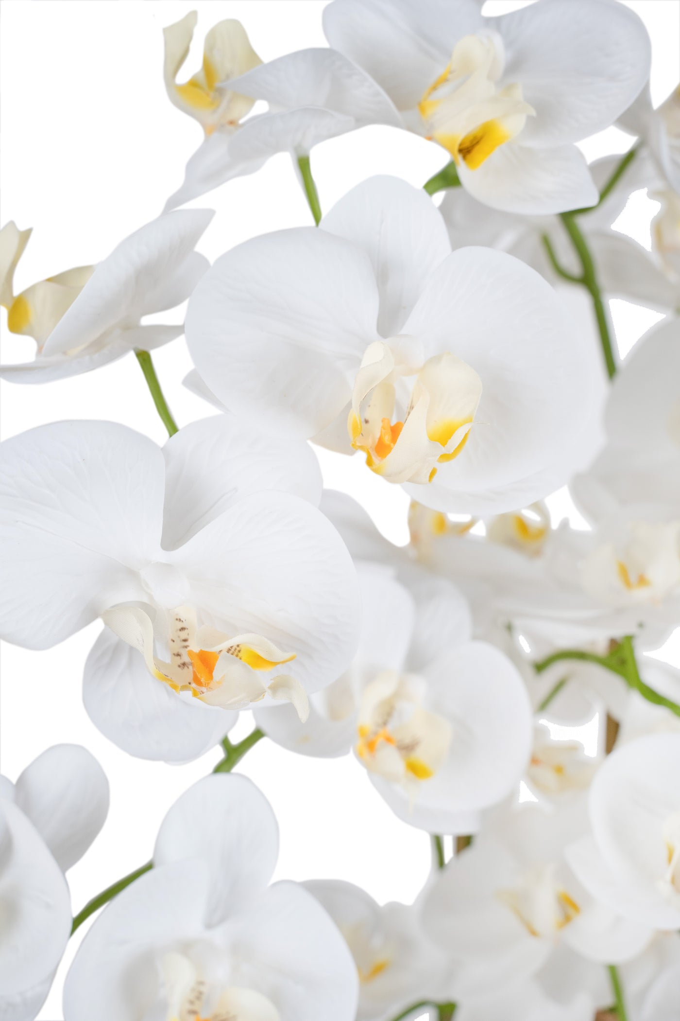 Orhidee artificiala alba cu aspect natural H80 cm cu 9 tulpini