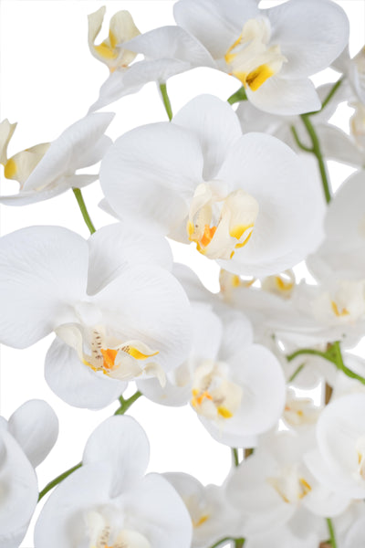 Orhidee artificiala alba cu aspect natural H80 cm cu 9 tulpini