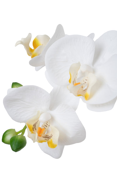 Orhidee artificiala alba cu aspect natural H80 cm cu 9 tulpini