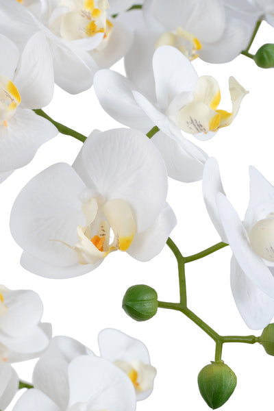 Orhidee artificiala alba cu aspect natural H80 cm cu 9 tulpini